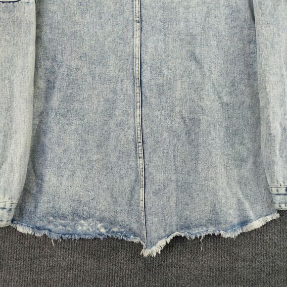Black Label C'Est Toi Denim Jacket Women's Medium Blue Long Sleeve Frayed Hem - Picture 4 of 13